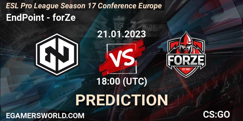 EndPoint vs forZe: Betting TIp, Match Prediction. 21.01.23. CS2 (CS:GO), ESL Pro League Season 17 Conference Europe