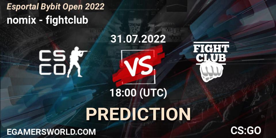 nomix vs fightclub: Betting TIp, Match Prediction. 31.07.22. CS2 (CS:GO), Esportal Bybit Open 2022