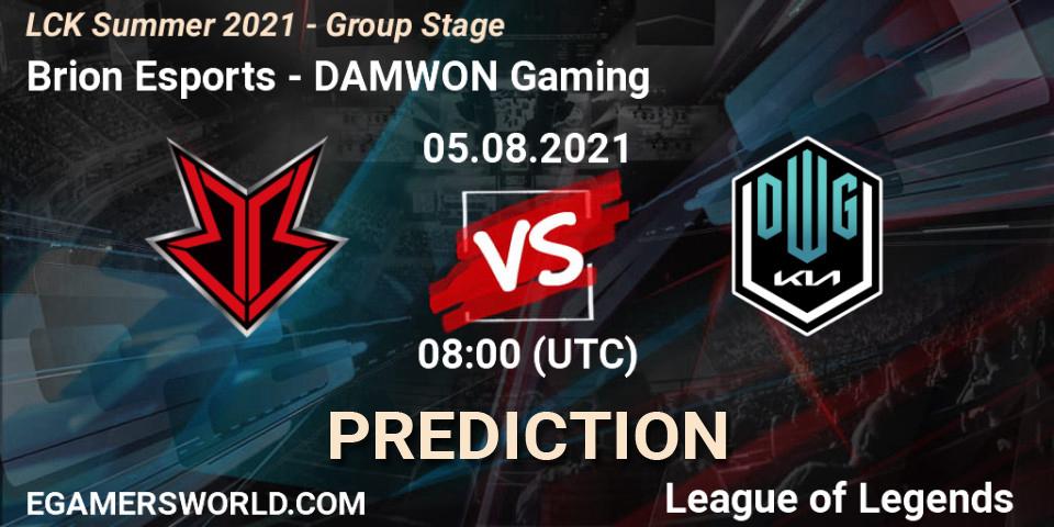 Brion Esports vs DAMWON Gaming: Betting TIp, Match Prediction. 05.08.2021 at 08:00. LoL, LCK Summer 2021 - Group Stage
