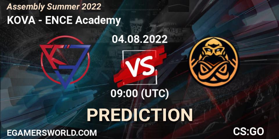 KOVA vs ENCE Academy: Betting TIp, Match Prediction. 04.08.2022 at 09:00. Counter-Strike (CS2), Assembly Summer 2022
