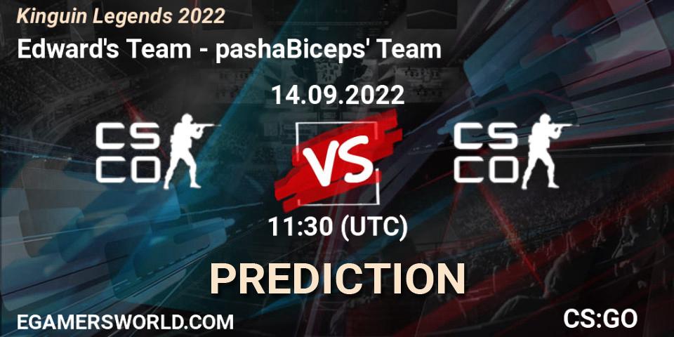 Edward's Team vs pashaBiceps' Team: Betting TIp, Match Prediction. 14.09.2022 at 11:30. Counter-Strike (CS2), Kinguin Legends 2022