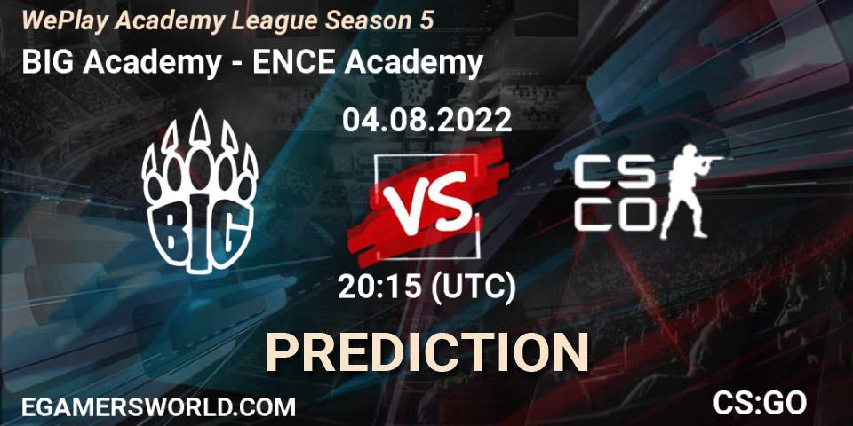 BIG Academy vs ENCE Academy: Betting TIp, Match Prediction. 04.08.2022 at 20:15. Counter-Strike (CS2), WePlay Academy League Season 5