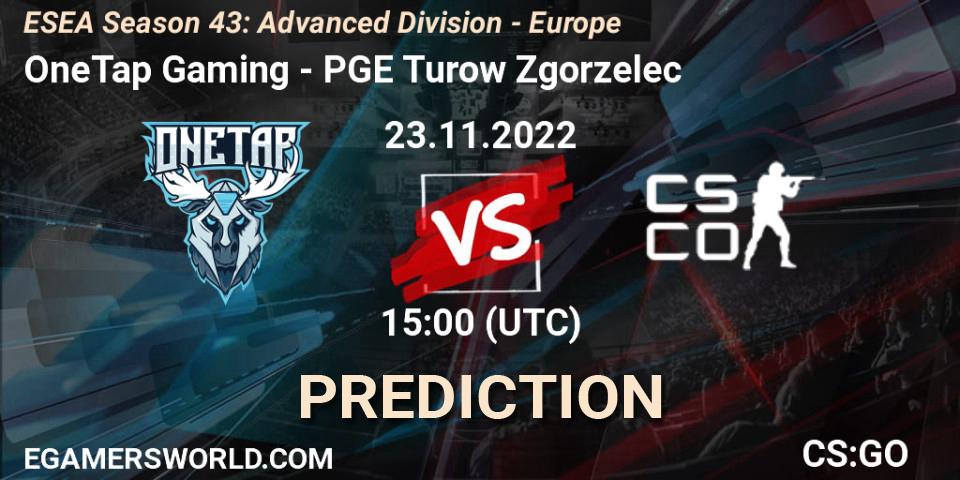 OneTap Gaming vs PGE Turow Zgorzelec: Betting TIp, Match Prediction. 23.11.22. CS2 (CS:GO), ESEA Season 43: Advanced Division - Europe