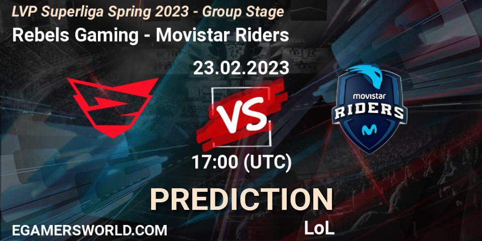 Rebels Gaming vs Movistar Riders: Betting TIp, Match Prediction. 23.02.2023 at 20:00. LoL, LVP Superliga Spring 2023 - Group Stage