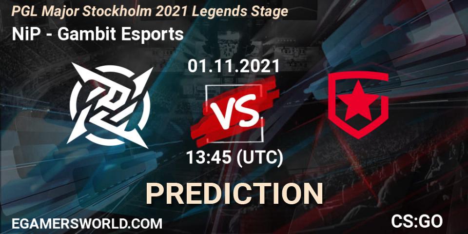 NiP vs Gambit Esports: Betting TIp, Match Prediction. 01.11.21. CS2 (CS:GO), PGL Major Stockholm 2021 Legends Stage