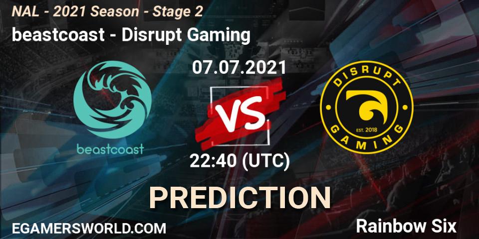 beastcoast vs Disrupt Gaming: Betting TIp, Match Prediction. 07.07.2021 at 23:10. Rainbow Six, NAL - 2021 Season - Stage 2
