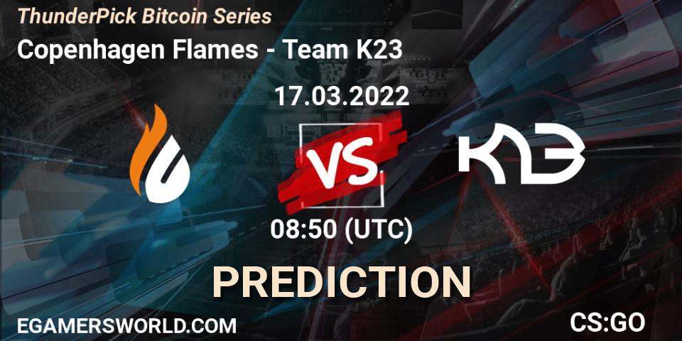Copenhagen Flames vs Team K23: Betting TIp, Match Prediction. 17.03.2022 at 08:50. Counter-Strike (CS2), ThunderPick Bitcoin Series