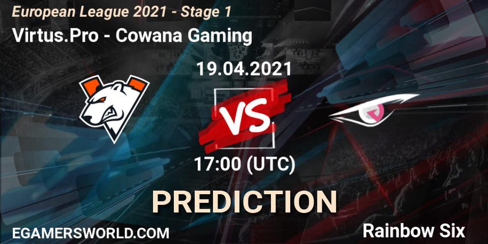Virtus.Pro vs Cowana Gaming: Betting TIp, Match Prediction. 19.04.2021 at 17:15. Rainbow Six, European League 2021 - Stage 1