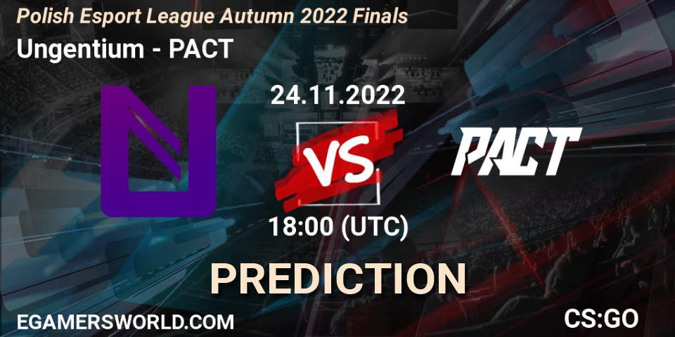 Ungentium vs PACT: Betting TIp, Match Prediction. 24.11.2022 at 18:05. Counter-Strike (CS2), ESL Mistrzostwa Polski Autumn 2022