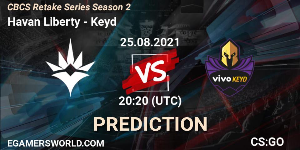Havan Liberty vs Keyd: Betting TIp, Match Prediction. 25.08.2021 at 20:20. Counter-Strike (CS2), CBCS Retake Series Season 2