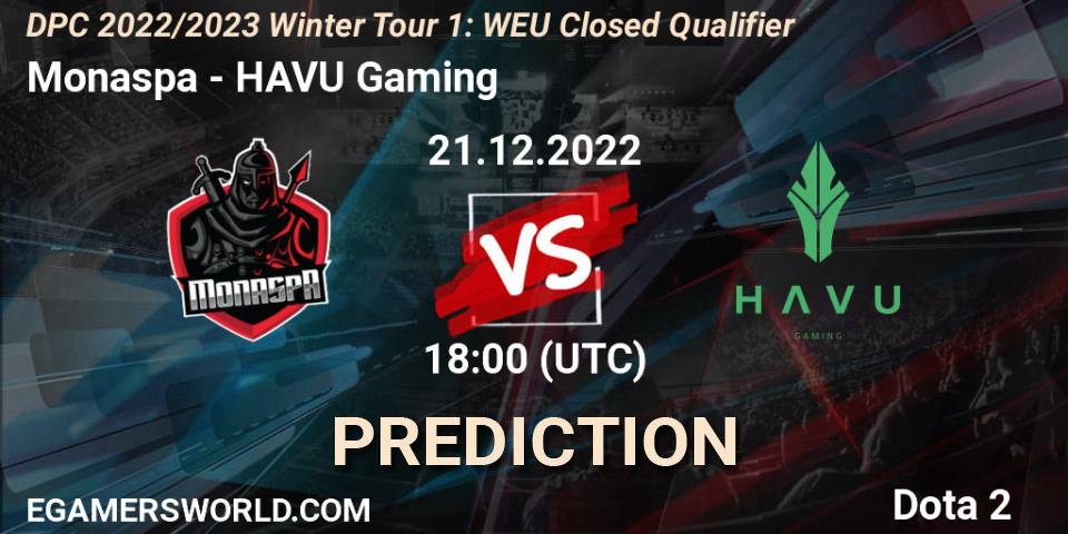 Monaspa vs HAVU Gaming: Betting TIp, Match Prediction. 21.12.22. Dota 2, DPC 2022/2023 Winter Tour 1: WEU Closed Qualifier