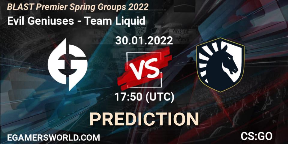 Evil Geniuses vs Team Liquid: Betting TIp, Match Prediction. 30.01.22. CS2 (CS:GO), BLAST Premier Spring Groups 2022
