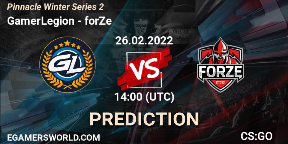GamerLegion vs forZe: Betting TIp, Match Prediction. 26.02.22. CS2 (CS:GO), Pinnacle Winter Series 2