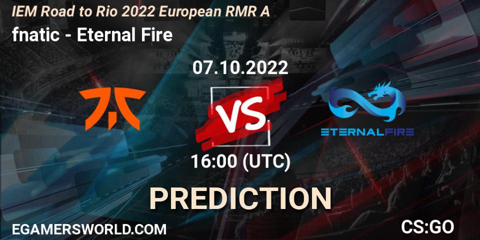 fnatic vs Eternal Fire: Betting TIp, Match Prediction. 07.10.2022 at 16:00. Counter-Strike (CS2), IEM Road to Rio 2022 European RMR A