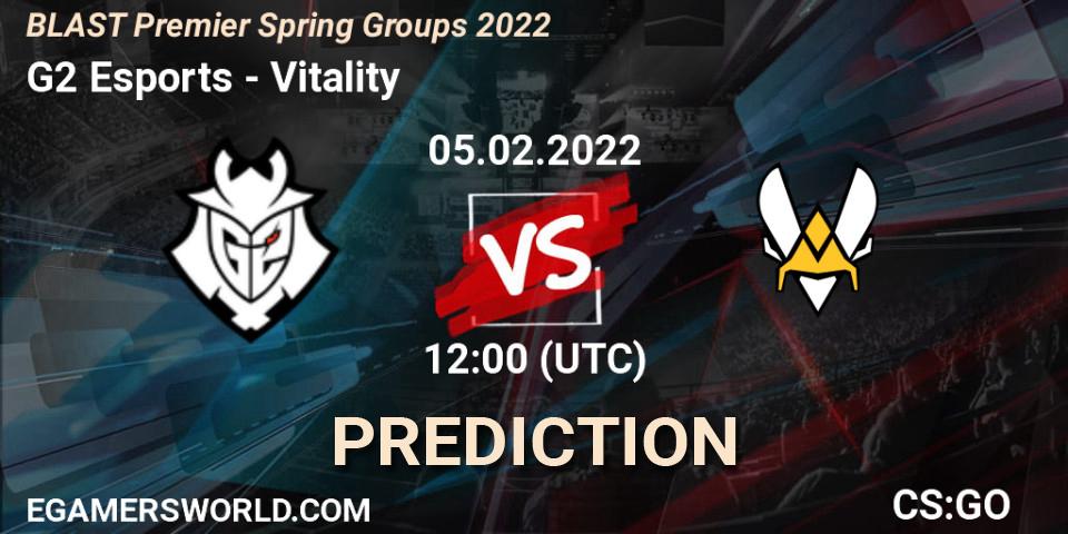 G2 Esports vs Vitality: Betting TIp, Match Prediction. 05.02.2022 at 12:15. Counter-Strike (CS2), BLAST Premier Spring Groups 2022