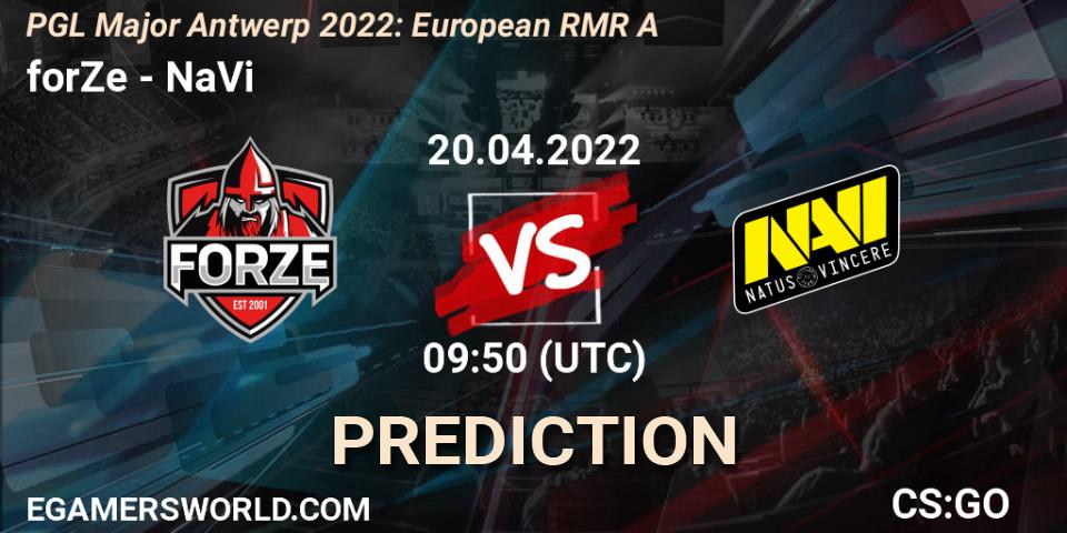 forZe vs NaVi: Betting TIp, Match Prediction. 20.04.2022 at 11:00. Counter-Strike (CS2), PGL Major Antwerp 2022: European RMR A