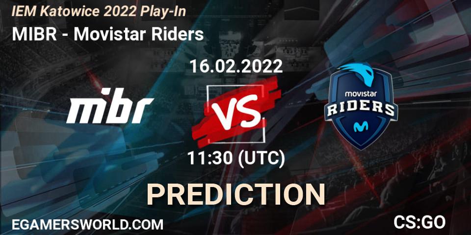 MIBR vs Movistar Riders: Betting TIp, Match Prediction. 16.02.2022 at 11:30. Counter-Strike (CS2), IEM Katowice 2022 Play-In
