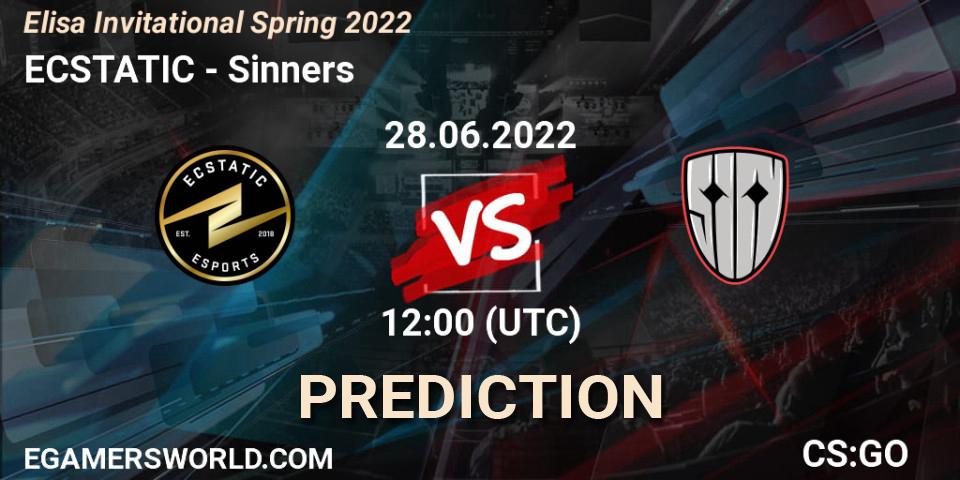 ECSTATIC vs Sinners: Betting TIp, Match Prediction. 28.06.2022 at 12:00. Counter-Strike (CS2), Elisa Invitational Spring 2022