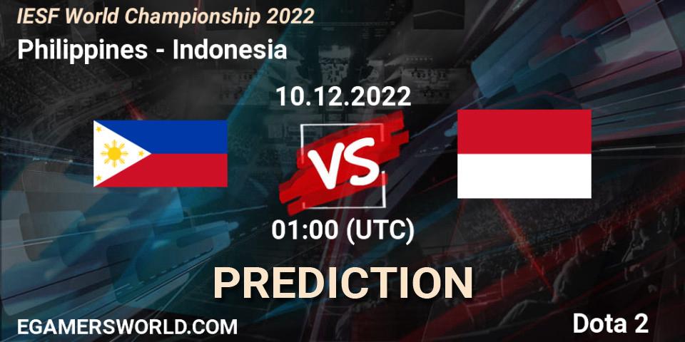 Philippines vs Indonesia: Betting TIp, Match Prediction. 10.12.22. Dota 2, IESF World Championship 2022 
