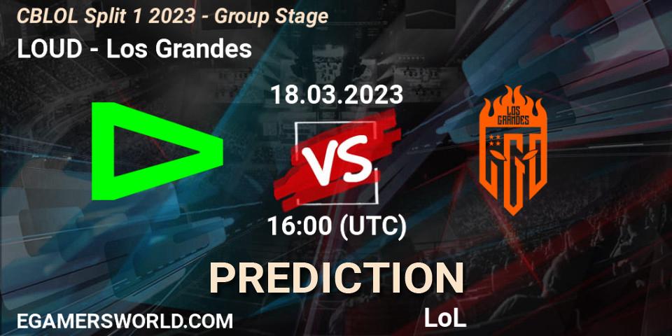 LOUD vs Los Grandes: Betting TIp, Match Prediction. 18.03.2023 at 16:00. LoL, CBLOL Split 1 2023 - Group Stage