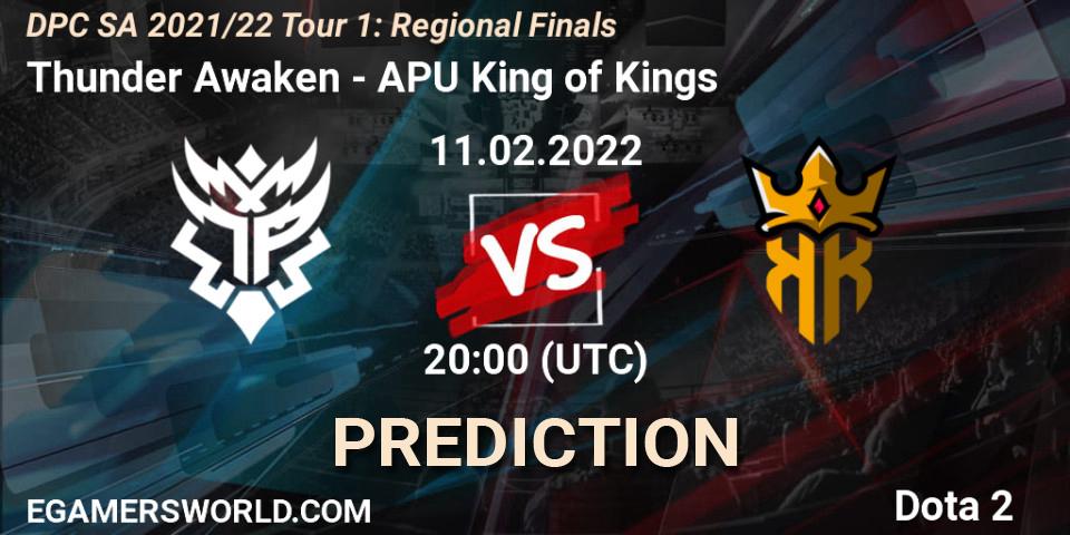 Thunder Awaken vs APU King of Kings: Betting TIp, Match Prediction. 11.02.2022 at 20:09. Dota 2, DPC SA 2021/22 Tour 1: Regional Finals