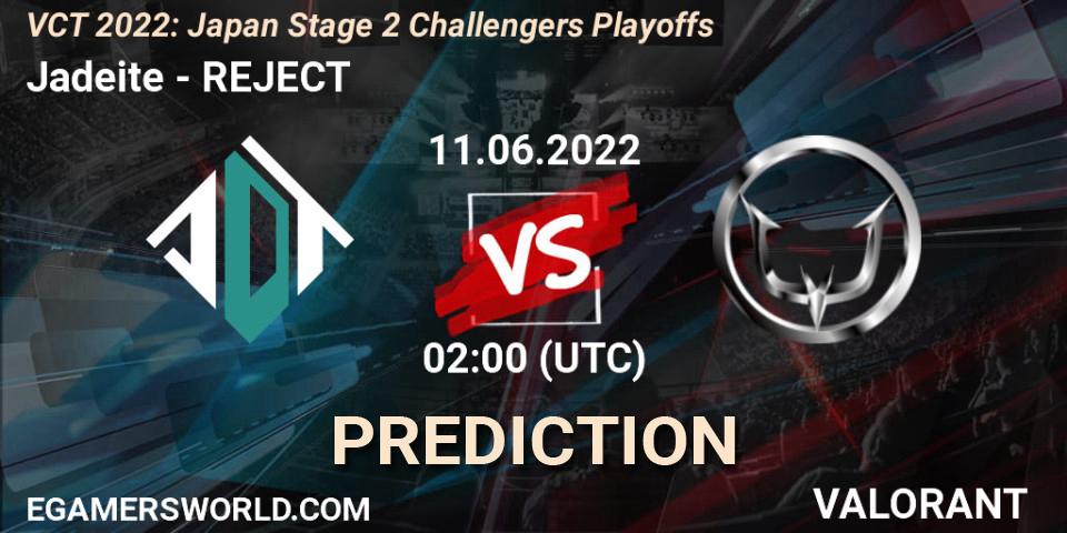 Jadeite vs REJECT: Betting TIp, Match Prediction. 11.06.22. VALORANT, VCT 2022: Japan Stage 2 Challengers Playoffs