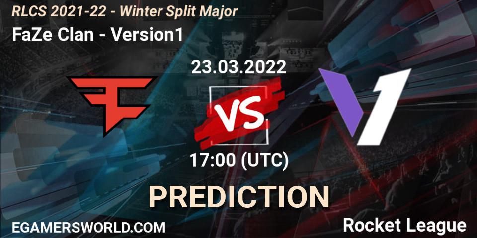 FaZe Clan vs Version1: Betting TIp, Match Prediction. 23.03.2022 at 17:00. Rocket League, RLCS 2021-22 - Winter Split Major