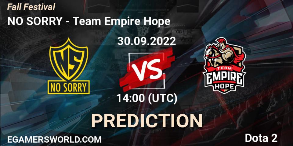 NO SORRY vs Team Empire Hope: Betting TIp, Match Prediction. 30.09.22. Dota 2, Fall Festival