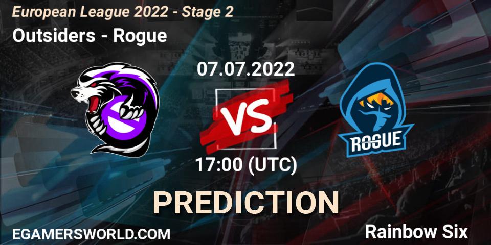 Outsiders vs Rogue: Betting TIp, Match Prediction. 07.07.2022 at 17:00. Rainbow Six, European League 2022 - Stage 2