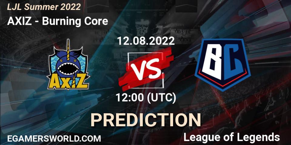 AXIZ vs Burning Core: Betting TIp, Match Prediction. 12.08.22. LoL, LJL Summer 2022