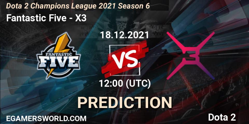 Fantastic Five vs X3: Betting TIp, Match Prediction. 18.12.2021 at 11:59. Dota 2, Dota 2 Champions League 2021 Season 6