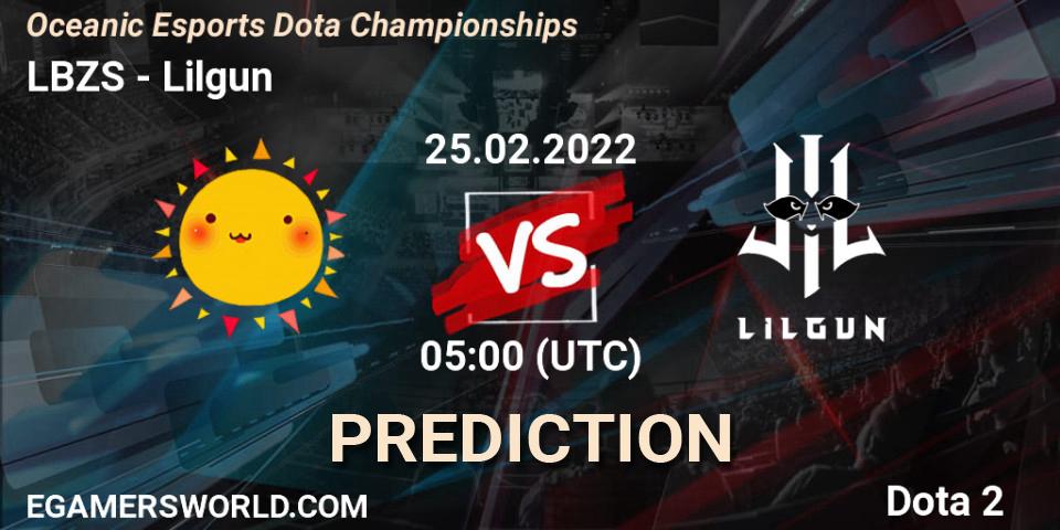 LBZS vs Lilgun: Betting TIp, Match Prediction. 25.02.2022 at 05:06. Dota 2, Oceanic Esports Dota Championships