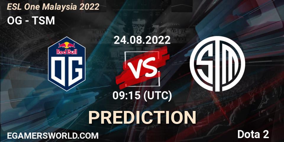 OG vs TSM: Betting TIp, Match Prediction. 24.08.22. Dota 2, ESL One Malaysia 2022