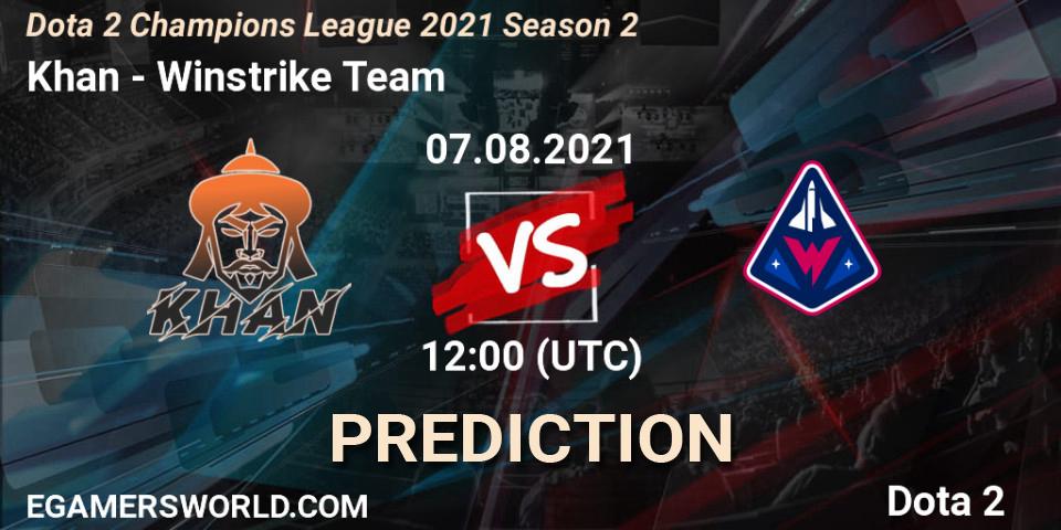 Khan vs Winstrike Team: Betting TIp, Match Prediction. 09.08.2021 at 12:10. Dota 2, Dota 2 Champions League 2021 Season 2