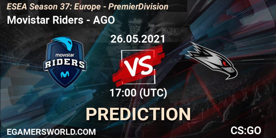 Movistar Riders vs AGO: Betting TIp, Match Prediction. 26.05.21. CS2 (CS:GO), ESEA Season 37: Europe - Premier Division