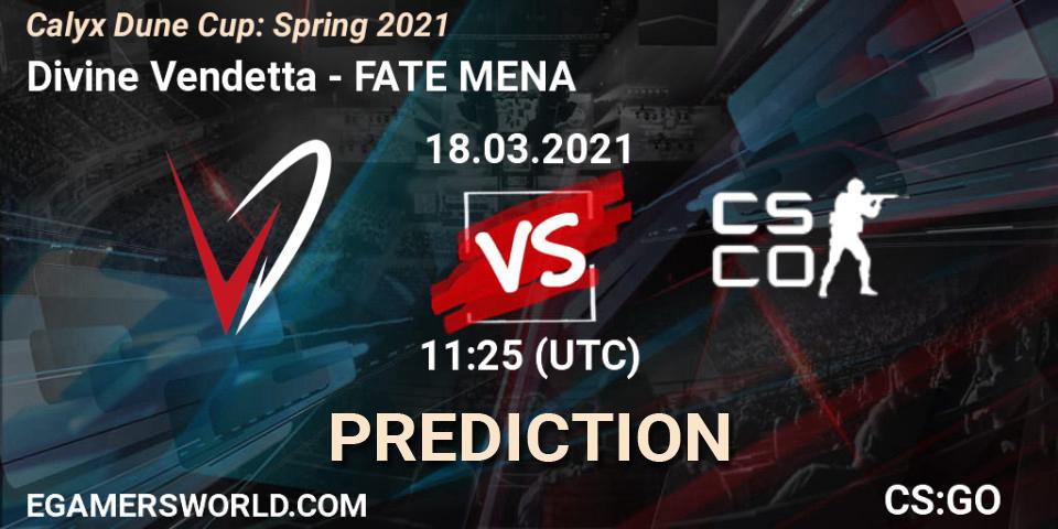 Divine Vendetta vs FATE MENA: Betting TIp, Match Prediction. 18.03.21. CS2 (CS:GO), Calyx Dune Cup: Spring 2021