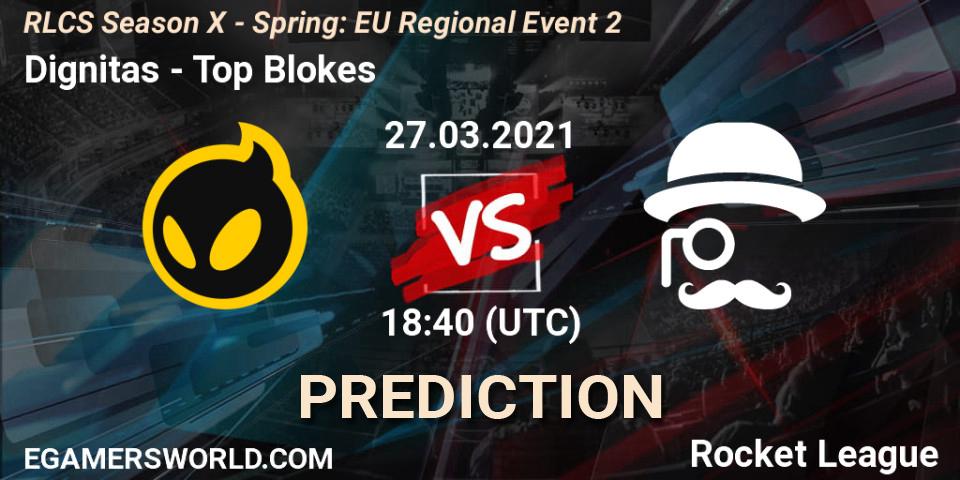 Dignitas vs Top Blokes: Betting TIp, Match Prediction. 27.03.2021 at 18:40. Rocket League, RLCS Season X - Spring: EU Regional Event 2