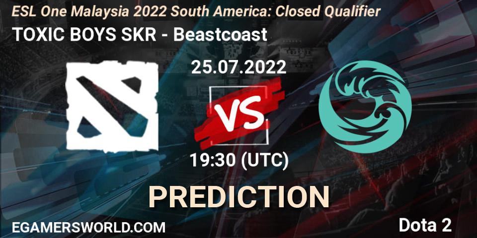 TOXIC BOYS SKR vs Beastcoast: Betting TIp, Match Prediction. 25.07.2022 at 19:36. Dota 2, ESL One Malaysia 2022 South America: Closed Qualifier