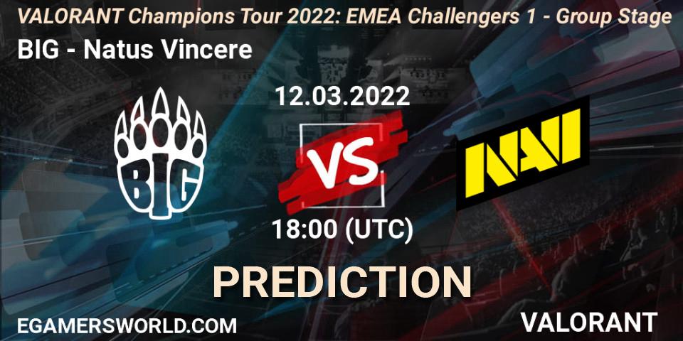 BIG vs Natus Vincere: Betting TIp, Match Prediction. 12.03.2022 at 18:25. VALORANT, VCT 2022: EMEA Challengers 1 - Group Stage