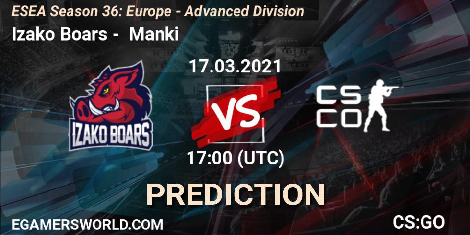Izako Boars vs Manki: Betting TIp, Match Prediction. 17.03.21. CS2 (CS:GO), ESEA Season 36: Europe - Advanced Division