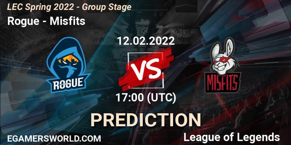 Rogue vs Misfits: Betting TIp, Match Prediction. 12.02.22. LoL, LEC Spring 2022 - Group Stage
