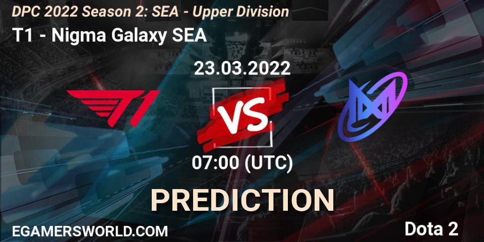 T1 vs Nigma Galaxy SEA: Betting TIp, Match Prediction. 23.03.2022 at 07:16. Dota 2, DPC 2021/2022 Tour 2 (Season 2): SEA Division I (Upper)