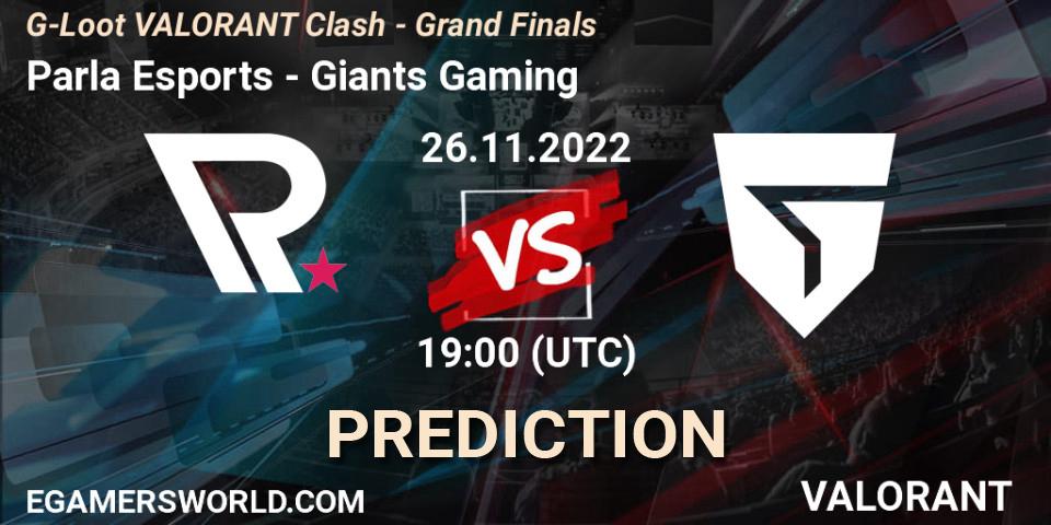 Parla Esports vs Giants Gaming: Betting TIp, Match Prediction. 26.11.22. VALORANT, G-Loot VALORANT Clash - Grand Finals