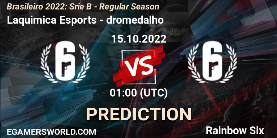 Laquimica Esports vs dromedalho: Betting TIp, Match Prediction. 15.10.2022 at 01:00. Rainbow Six, Brasileirão 2022: Série B - Regular Season