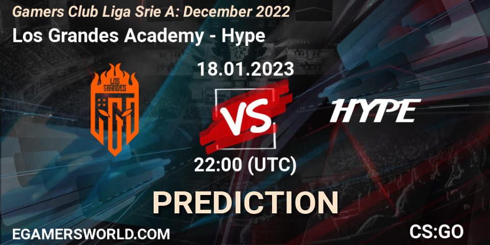 Los Grandes Academy vs Hype: Betting TIp, Match Prediction. 18.01.2023 at 22:00. Counter-Strike (CS2), Gamers Club Liga Série A: December 2022