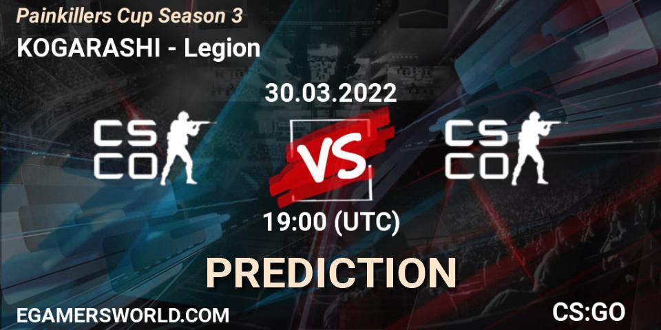 KOGARASHI vs Legion: Betting TIp, Match Prediction. 30.03.2022 at 19:00. Counter-Strike (CS2), Painkillers Cup Season 3