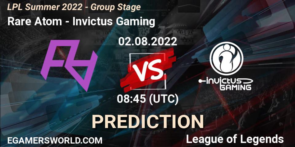 Rare Atom vs Invictus Gaming: Betting TIp, Match Prediction. 02.08.22. LoL, LPL Summer 2022 - Group Stage