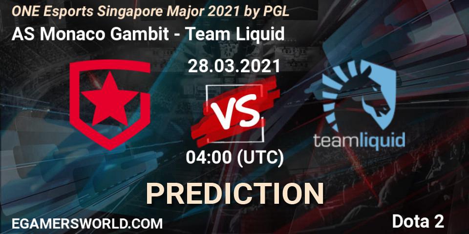 AS Monaco Gambit vs Team Liquid: Betting TIp, Match Prediction. 28.03.21. Dota 2, ONE Esports Singapore Major 2021