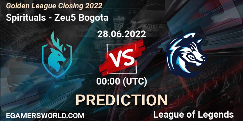 Spirituals vs Zeu5 Bogota: Betting TIp, Match Prediction. 28.06.22. LoL, Golden League Closing 2022