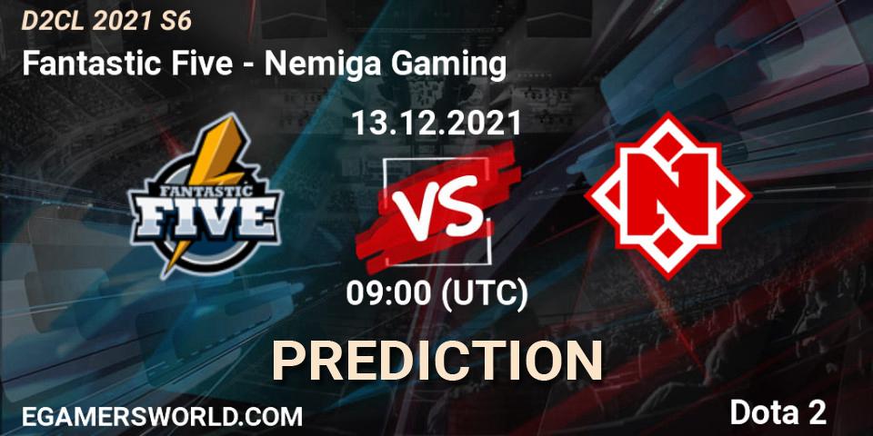 Fantastic Five vs Nemiga Gaming: Betting TIp, Match Prediction. 13.12.2021 at 09:04. Dota 2, Dota 2 Champions League 2021 Season 6